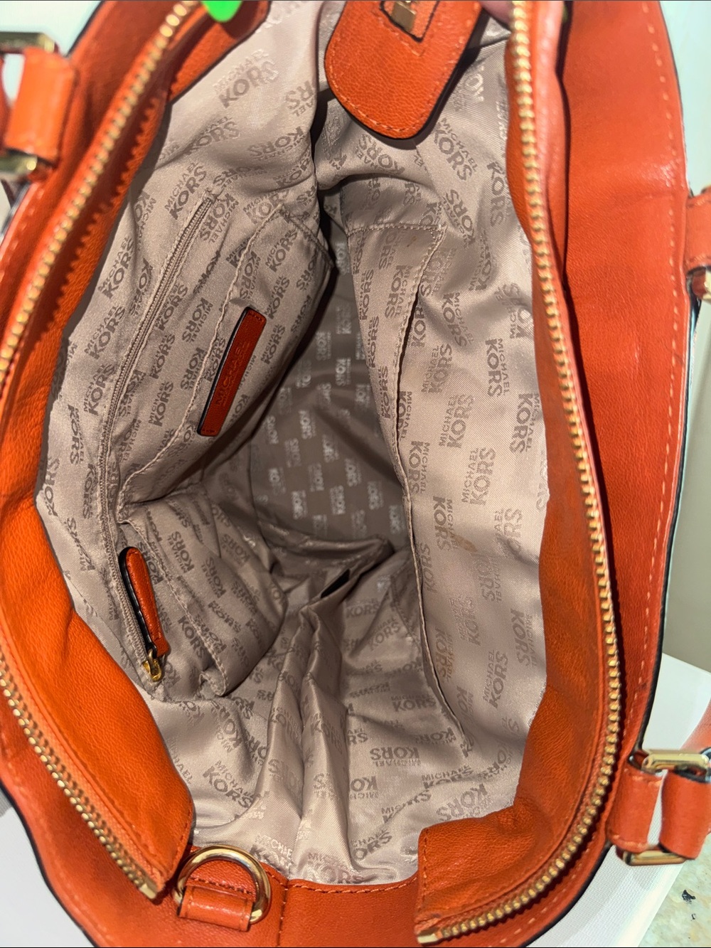 Michael Kors Kingsbury Orange Bucket Bag All Leather Tote - Picture 10 of 14